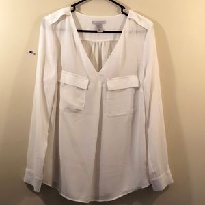 White Pocketed Blouse